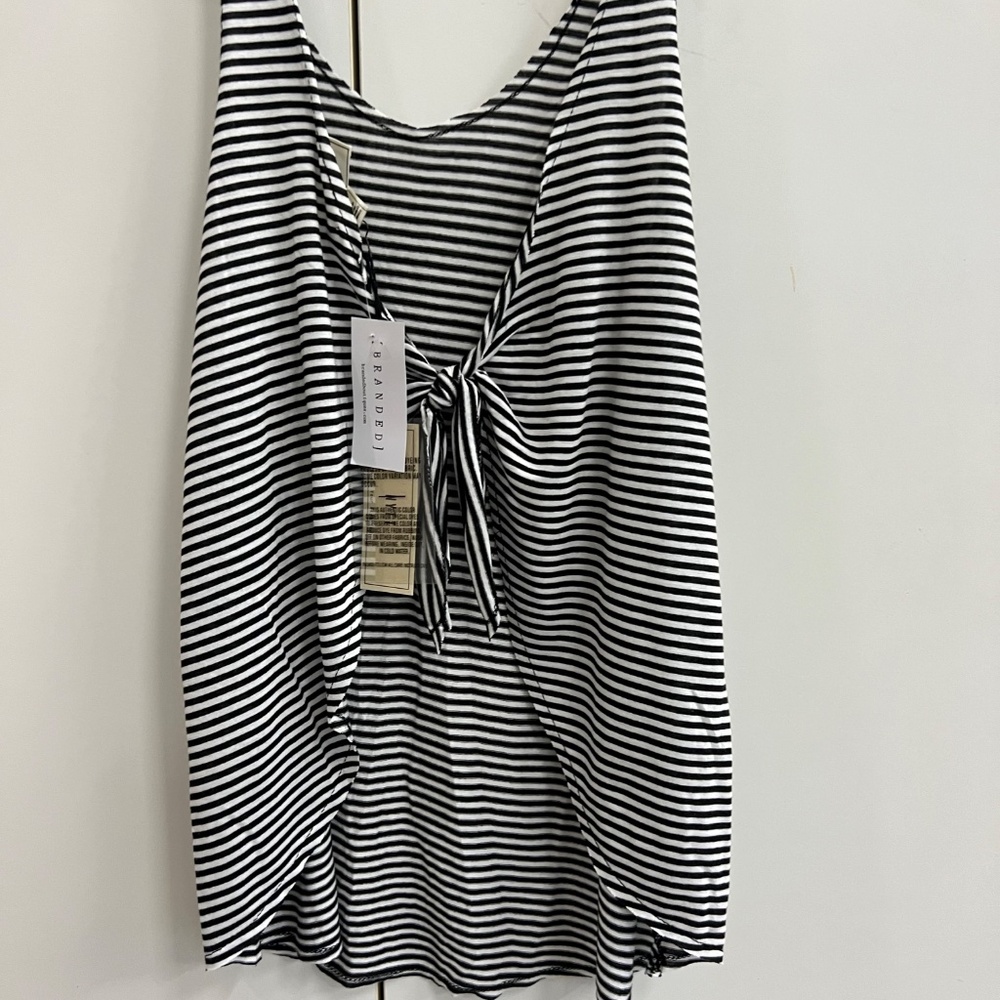 NYTT- Tie Back Tank- Black&White Stripe- Size 0 (XS)- Tags on
